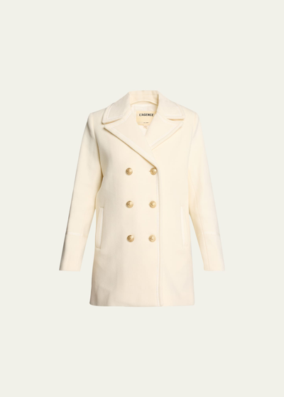 Shop L Agence Ottessa Double-breasted Peacoat In White