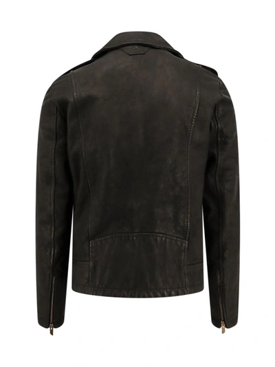 Shop Salvatore Santoro Leather Jacket With Vintage Effect In Black