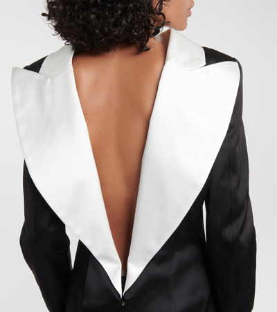 Shop Laquan Smith Reverse Cotton-blend Blazer Dress In Black