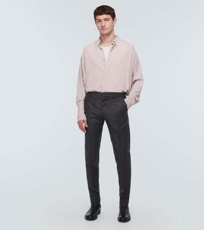 Shop Ami Alexandre Mattiussi Wool Slim Pants In Grey