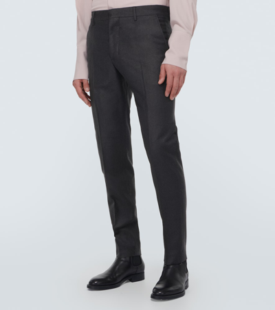 Shop Ami Alexandre Mattiussi Wool Slim Pants In Grey