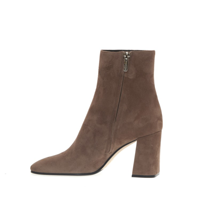 Shop Sergio Rossi Taupe Suede Ankle Boot Heel 80 In Grey
