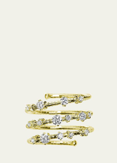 Shop Mattia Cielo 18k White Gold 3-row Flexible Diamond Wrap Statement Ring