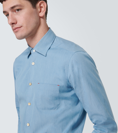 Shop Kiton Cotton Oxford Shirt In Blue