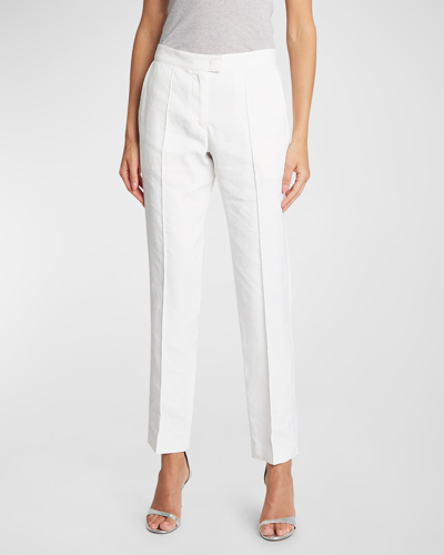 Shop Isabel Marant Nolena High-rise Pintuck Straight-leg Ankle Pants In White