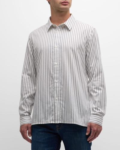 Shop Frame Men's Classic Striped Button-down Shirt In Navy Stripe
