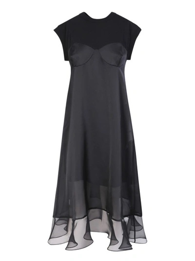 Shop Sacai Black Cotton Midi Dress