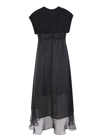 Shop Sacai Black Cotton Midi Dress