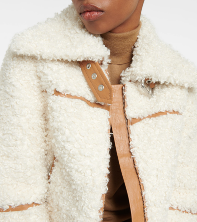 Shop Simkhai Triana Paneled Faux Fur Jacket In Neutrals