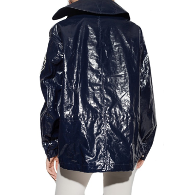 Shop Moncler Genius Linen Coated Shiny Jacket In Black