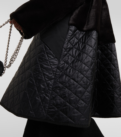 Junya Watanabe Quilted Hooded Parka Coat In Black