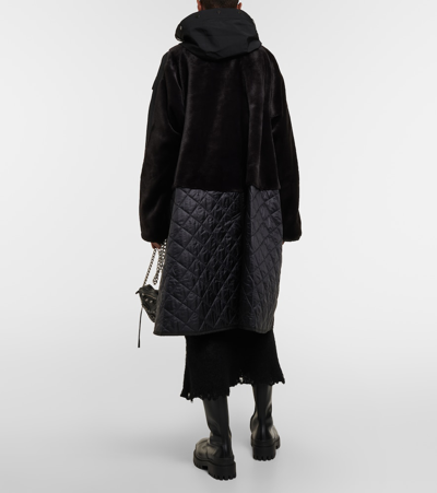 Junya Watanabe Quilted Hooded Parka Coat In Black