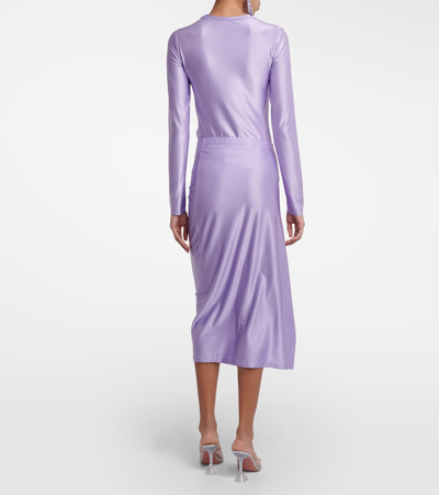 Rabanne Ruched Jersey Midi Skirt In Purple