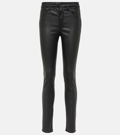 Shop Nili Lotan Nils Mid-rise Leather Slim Pants In Black