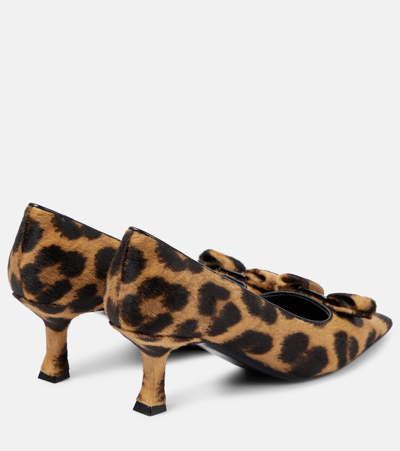 Shop Ferragamo Siwar Leopard-print Calf Hair Pumps In Brown