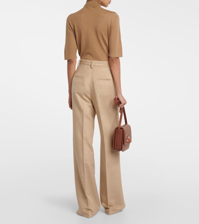 Shop Gabriela Hearst Norman High-rise Silk Wide-leg Pants In Beige