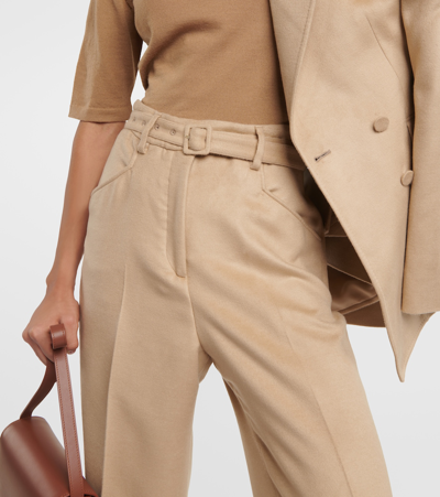 Shop Gabriela Hearst Norman High-rise Silk Wide-leg Pants In Beige