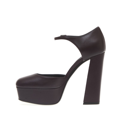 Shop Sergio Rossi Pump With Platò Black Leather In Grey