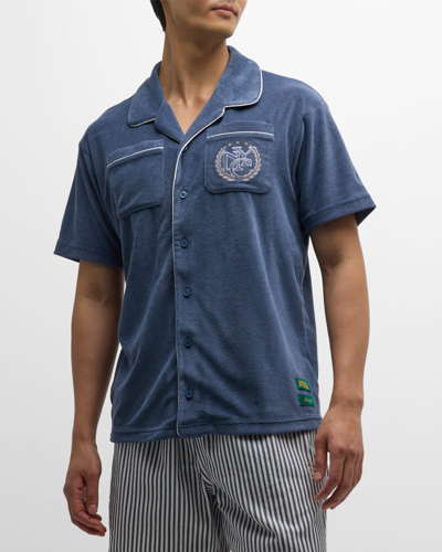 Shop Puma X Rhuigi Men's Toweling Camp Shirt In Blue
