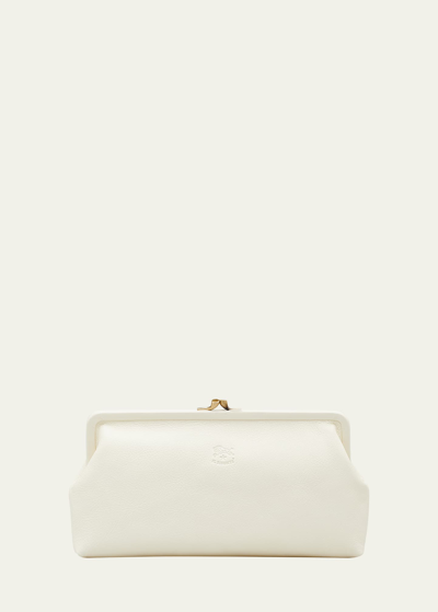 Shop Il Bisonte Classic Vaccjetta Leather Clutch Bag In Ivory