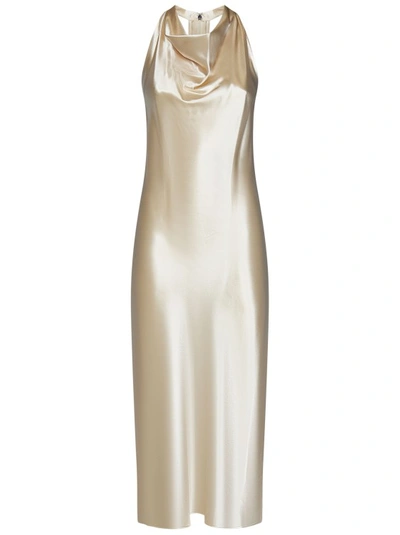 Shop Calvin Klein Super Shiny Satin Midi Dress In Neutrals