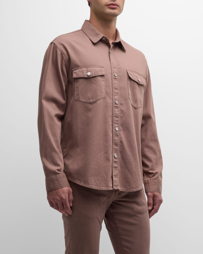 Shop Frame Men's Fashion Denim Button-down Shirt In Dry Rose