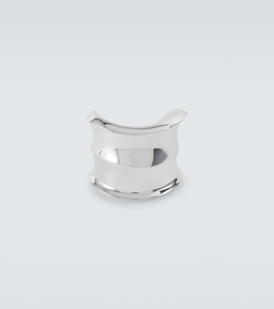 Shop Saint Laurent Wavy Cuff Bracelet In Silver