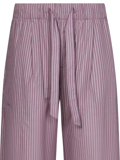 Shop Birkenstock Mauve-striped Unisex Oversized Trousers In Grey