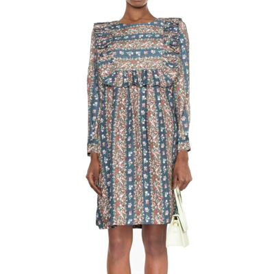 See By Chloé Deva Printed Linen Midi Dress In Blue