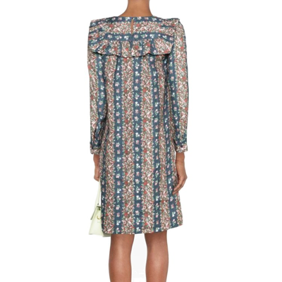 See By Chloé Deva Printed Linen Midi Dress In Blue