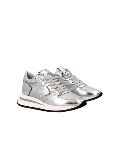 Shop Philippe Model Silver Tropez Haute Sneaker In White