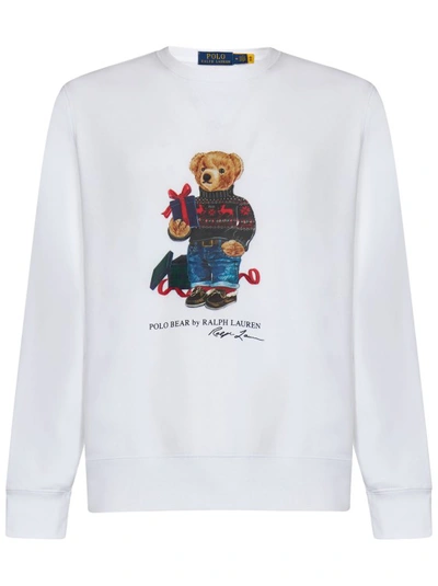 Shop Polo Ralph Lauren White Cotton Blend Crewneck Sweatshirt