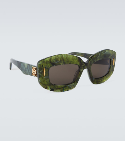 Shop Loewe Screen Rectangular Sunglasses In Green
