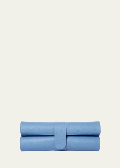 Smythson Leather Roll-up Chess Set In Nile Blue