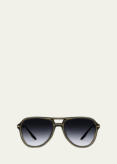 Shop Barton Perreira Aldrin Zyl & Metal Aviator Sunglasses