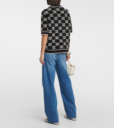Gucci Gg Jacquard Wool Bouclé Top In Black