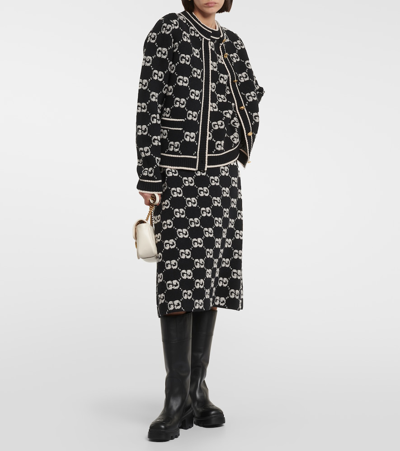 Gucci Gg Jacquard Wool Bouclé Top In Black