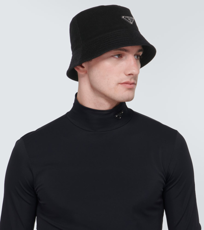 Prada Corduroy Bucket Hat In Black