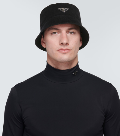 Prada Corduroy Bucket Hat In Black
