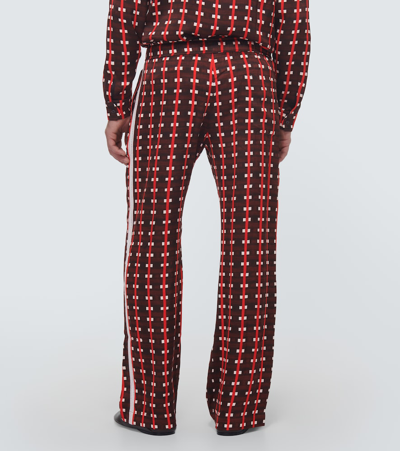 Wales Bonner Mens Brown And Red Snare Abstract-print Mid-rise Wide-leg Satin Trousers In Multicoloured