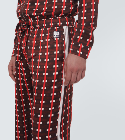 Wales Bonner Mens Brown And Red Snare Abstract-print Mid-rise Wide-leg Satin Trousers In Multicoloured
