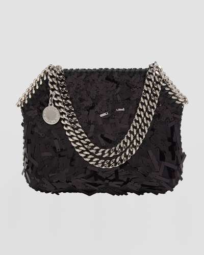 Shop Stella Mccartney Falabella Mini Sequins Crossbody Bag In Black