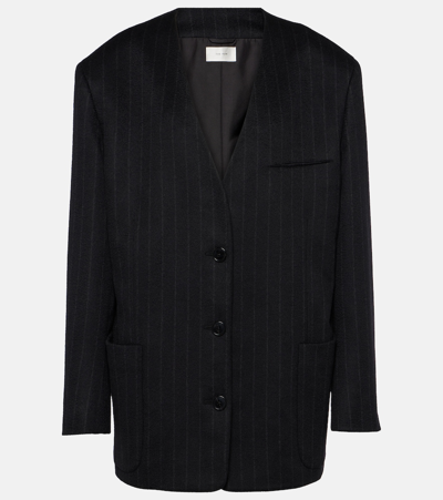 Shop The Row Torania Pinstriped Cashmere Blazer In Black