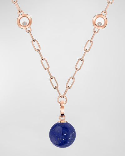 Shop Chopard Happy Diamonds Planet 18k Rose Gold Lapis Lazuli Necklace