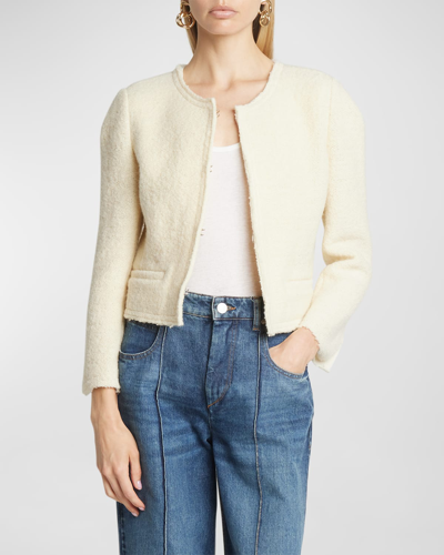 Shop Isabel Marant Pully Tweed Crop Jacket In Ecru
