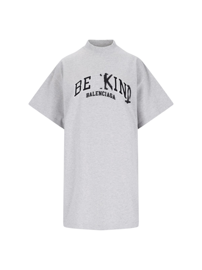 Shop Balenciaga "be Kind" T-shirt In Gray