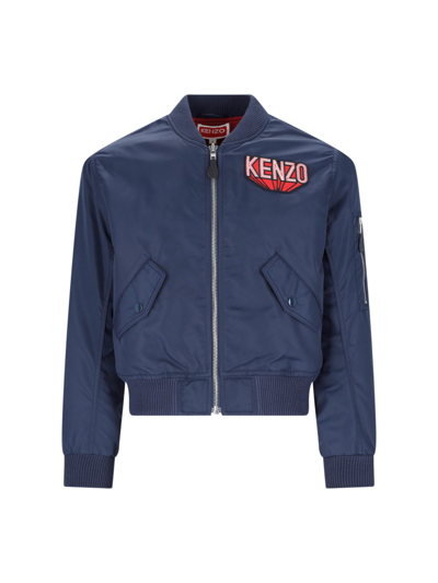 Shop Kenzo "3d" Bomber Jacket In Blue
