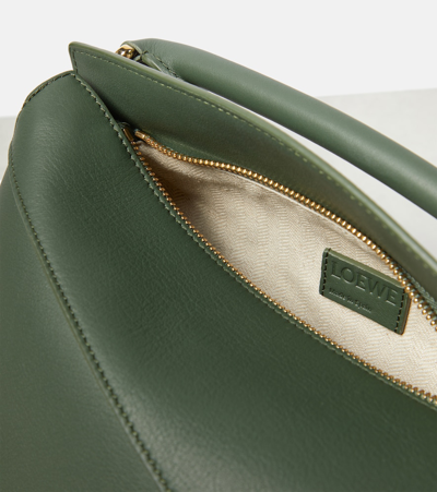 Shop Loewe Puzzle Edge Small Leather Shoulder Bag In Green