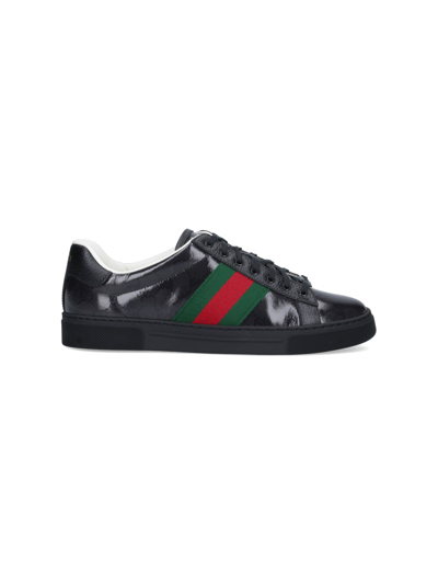 Shop Gucci Low Sneakers "ace" In Black  