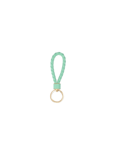 Shop Bottega Veneta "intreccio" Keyring In Green